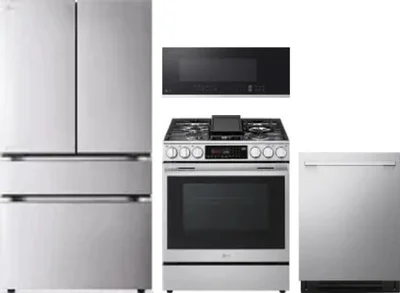 4 Piece Package Includes Refrigerator, Range, Microwave And Dishwasher