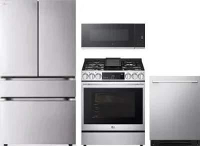 4 Piece Package Includes Refrigerator, Range, Microwave And Dishwasher