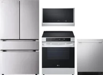 4 Piece Package Includes Refrigerator, Range, Microwave And Dishwasher