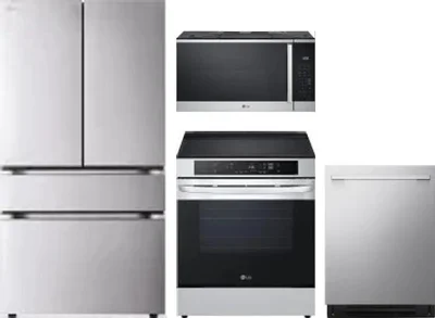 4 Piece Package Includes Refrigerator, Range, Microwave And Dishwasher
