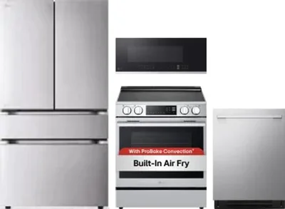4 Piece Package Includes Refrigerator, Range, Microwave And Dishwasher