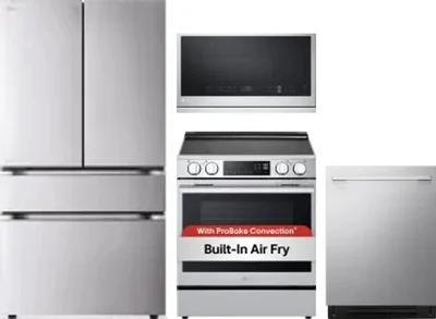 4 Piece Package Includes Refrigerator, Range, Microwave And Dishwasher