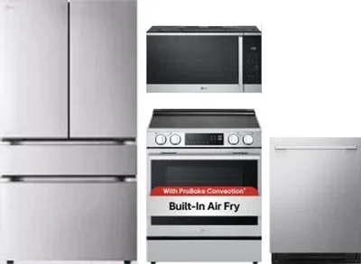 4 Piece Package Includes Refrigerator, Range, Microwave And Dishwasher