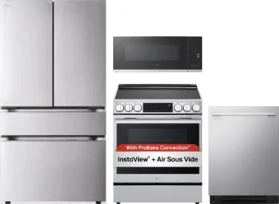 4 Piece Package Includes Refrigerator, Range, Microwave And Dishwasher