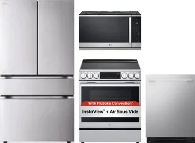 4 Piece Package Includes Refrigerator, Range, Microwave And Dishwasher