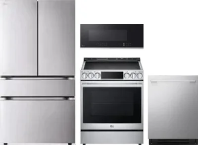 4 Piece Package Includes Refrigerator, Range, Microwave And Dishwasher