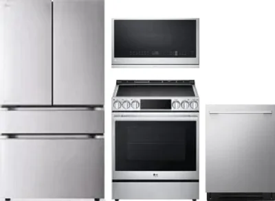4 Piece Package Includes Refrigerator, Range, Microwave And Dishwasher