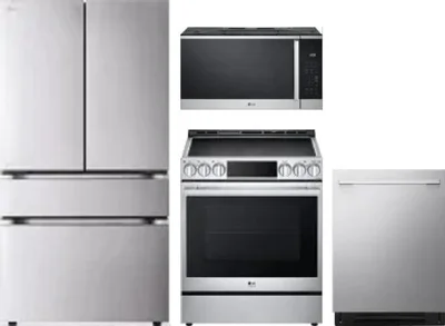 4 Piece Package Includes Refrigerator, Range, Microwave And Dishwasher
