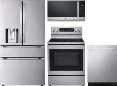 4 Piece Package Includes Refrigerator, Range, Microwave And Dishwasher