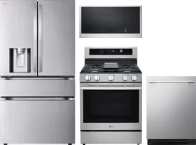 4 Piece Package Includes Refrigerator, Range, Microwave And Dishwasher