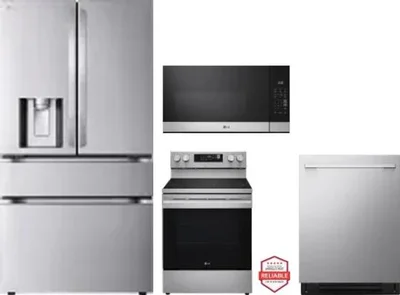 4 Piece Package Includes Refrigerator, Range, Microwave And Dishwasher