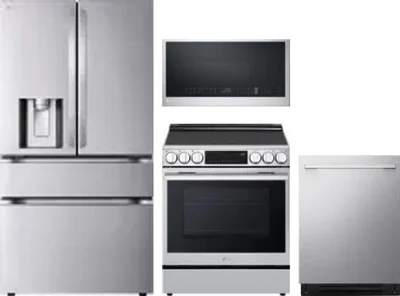 4 Piece Package Includes Refrigerator, Range, Microwave And Dishwasher