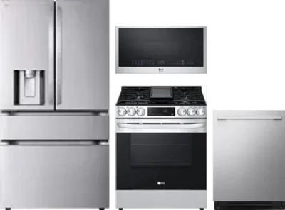 4 Piece Package Includes Refrigerator, Range, Microwave And Dishwasher