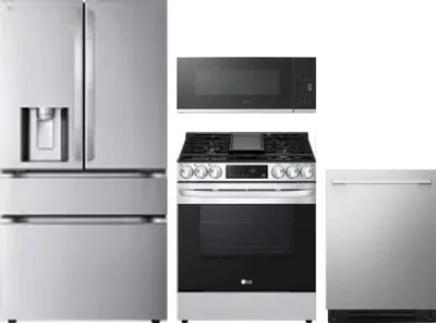 4 Piece Package Includes Refrigerator, Range, Microwave And Dishwasher