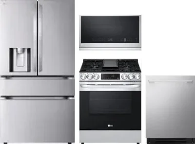 4 Piece Package Includes Refrigerator, Range, Microwave And Dishwasher