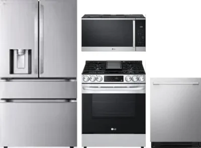 4 Piece Package Includes Refrigerator, Range, Microwave And Dishwasher