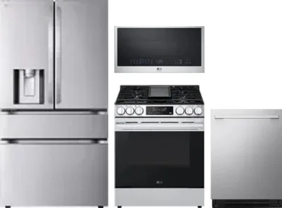 4 Piece Package Includes Refrigerator, Range, Microwave And Dishwasher
