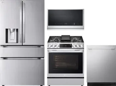 4 Piece Package Includes Refrigerator, Range, Microwave And Dishwasher
