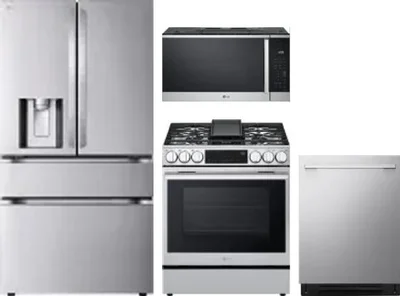 4 Piece Package Includes Refrigerator, Range, Microwave And Dishwasher