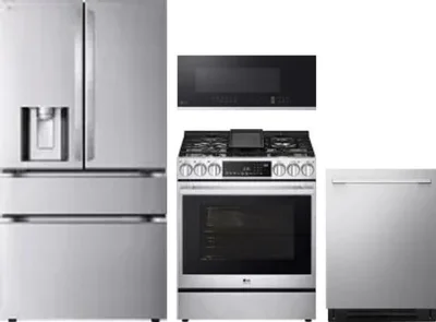 4 Piece Package Includes Refrigerator, Range, Microwave And Dishwasher