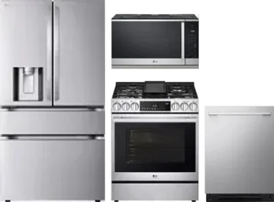 4 Piece Package Includes Refrigerator, Range, Microwave And Dishwasher