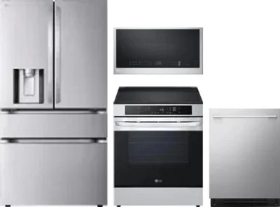 4 Piece Package Includes Refrigerator, Range, Microwave And Dishwasher