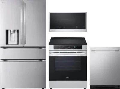 4 Piece Package Includes Refrigerator, Range, Microwave And Dishwasher