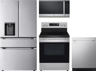 4 Piece Package Includes Refrigerator, Range, Microwave And Dishwasher