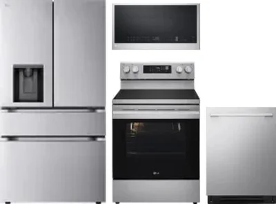 4 Piece Package Includes Refrigerator, Range, Microwave And Dishwasher