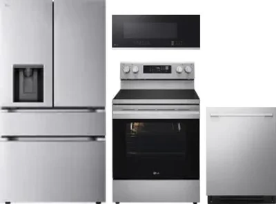 4 Piece Package Includes Refrigerator, Range, Microwave And Dishwasher