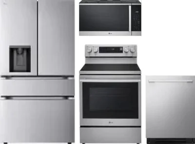 4 Piece Package Includes Refrigerator, Range, Microwave And Dishwasher