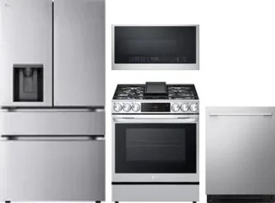 4 Piece Package Includes Refrigerator, Range, Microwave And Dishwasher