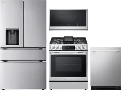 4 Piece Package Includes Refrigerator, Range, Microwave And Dishwasher