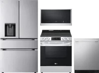 4 Piece Package Includes Refrigerator, Range, Microwave And Dishwasher