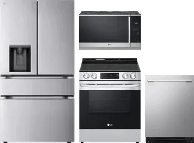 4 Piece Package Includes Refrigerator, Range, Microwave And Dishwasher