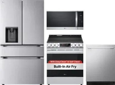 4 Piece Package Includes Refrigerator, Range, Microwave And Dishwasher