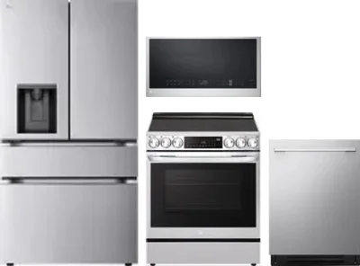 4 Piece Package Includes Refrigerator, Range, Microwave And Dishwasher