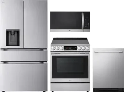 4 Piece Package Includes Refrigerator, Range, Microwave And Dishwasher