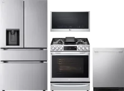 4 Piece Package Includes Refrigerator, Range, Microwave And Dishwasher