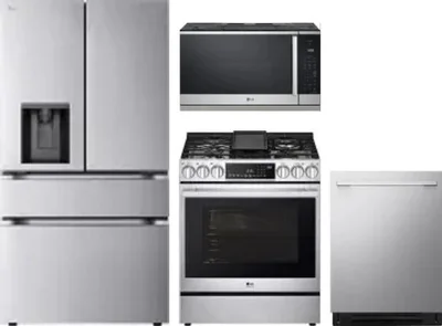 4 Piece Package Includes Refrigerator, Range, Microwave And Dishwasher