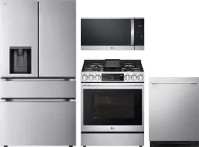 4 Piece Package Includes Refrigerator, Range, Microwave And Dishwasher