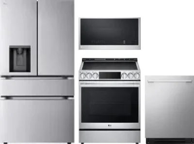 4 Piece Package Includes Refrigerator, Range, Microwave And Dishwasher