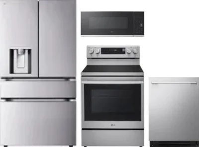 4 Piece Package Includes Refrigerator, Range, Microwave And Dishwasher