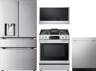 4 Piece Package Includes Refrigerator, Range, Microwave And Dishwasher