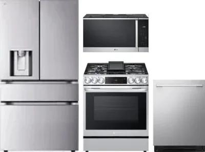 4 Piece Package Includes Refrigerator, Range, Microwave And Dishwasher