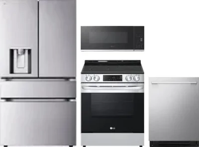 4 Piece Package Includes Refrigerator, Range, Microwave And Dishwasher