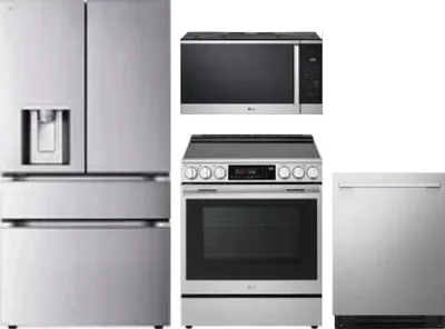 4 Piece Package Includes Refrigerator, Range, Microwave And Dishwasher