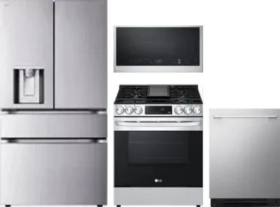 4 Piece Package Includes Refrigerator, Range, Microwave And Dishwasher