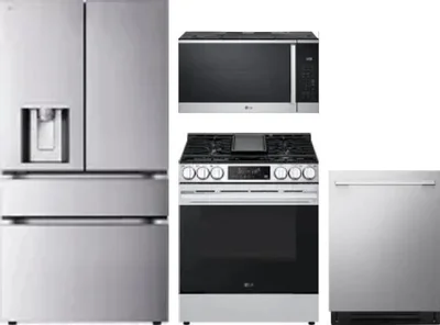 4 Piece Package Includes Refrigerator, Range, Microwave And Dishwasher