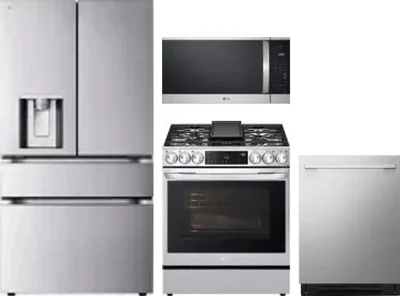 4 Piece Package Includes Refrigerator, Range, Microwave And Dishwasher